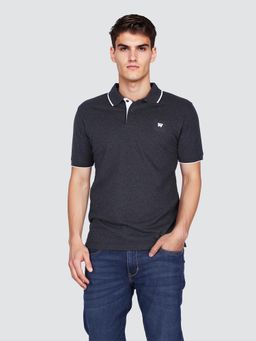 Wrangler - Men Solid Black Regular Fit Polo T-Shirt