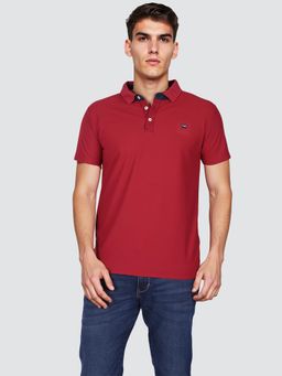 Wrangler - Men Solid Red Regular Fit Polo T-Shirt