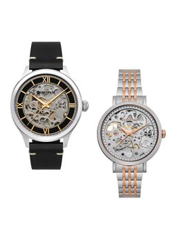 Earnshaw - Baron and Nightingale Automatic Skeleton Round Dial Couple Watch - ES-8230- SET-02