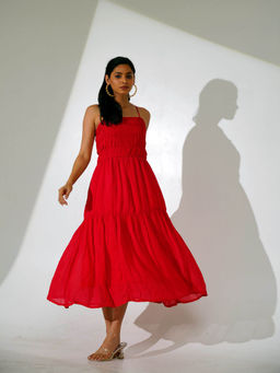 Indy Raaga - Saveri Smoked Red Dress