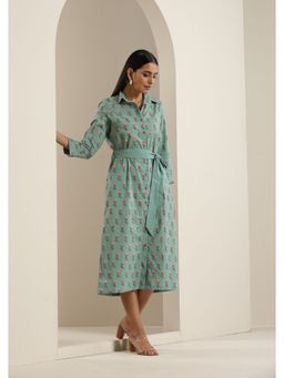 Indy Raaga - Hand Block Floral Print Collar Dress (Set of 2)