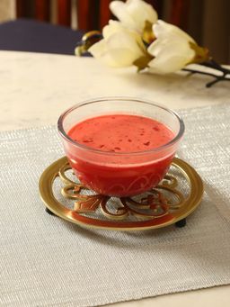 Revive Home - Matt Gold Flower Design Round Trivet - Style 01