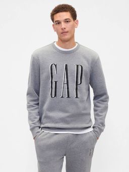 GAP - Men Grey Logo Print Crew Neck Full Sleeve Sweatshirt