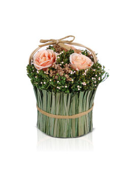 HomeTown - Aura Polyester & Natural Dried Flower Floral Arrangements in Peach By Living Essence