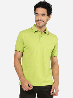 Greenfibre - Stylish Printed Green Polo Tee - Half Sleeve