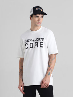 Jack & Jones - White Drop Shoulder Boxy Fit Non Stretch T-Shirt