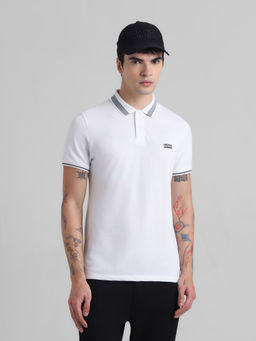 Jack & Jones - White Slim Fit Non Stretch Polo T-Shirt