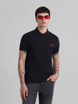 Jack & Jones - Black Slim Fit Non Stretch Polo T-Shirt