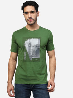 Greenfibre - Stylish Green Slim Fit Half Sleeve Tee