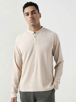 WILDCRAFT - Men's Micropant Knitted Waffle Henley T-Shirt