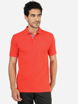 JadeBlue - Orange Slim Fit Half Sleeve Polo T-Shirt