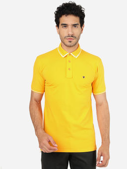 JadeBlue - Yellow Slim Fit Solid Polo Tee