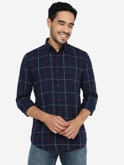 JadeBlue - Navy Blue Checked Casual Men's Shirt