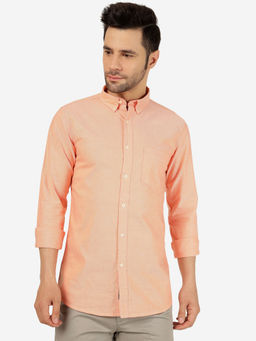 JadeBlue - Pastel Orange Casual Cotton Shirt