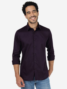 JadeBlue - Purple Solid Casual Full Sleeve Shirt