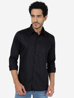 JadeBlue - Black Slim Fit Full Sleeve Casual Shirt