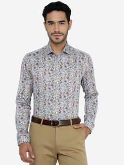 Wyre - Grey Floral Formal Cotton Shirt