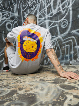 Campus Sutra - Men's Grey Burning Rose Co-Ord (Set of 2)