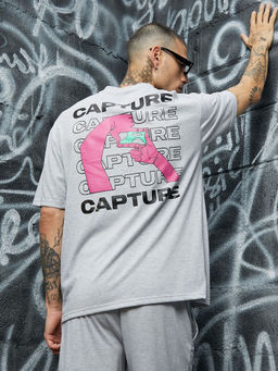 Campus Sutra - Men's Grey Burning Rose Co-Ord (Set of 2)