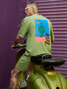 Campus Sutra - Men's Olive Green Contrast Print Co-Ord (Set of 2)