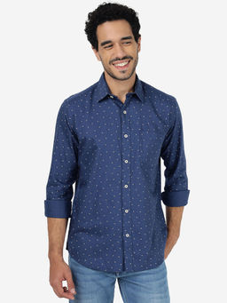 Greenfibre - Blue Printed Semi Casual Shirt