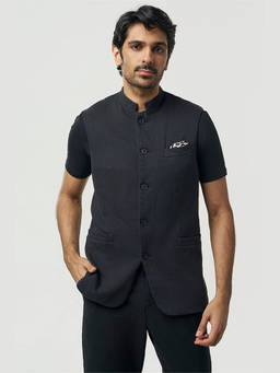 TERRA LUNA - Jasper Black Khadi Nehru Jacket