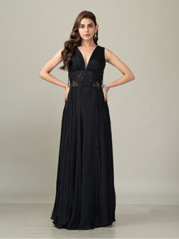 Qunic - Black Azure Flow Party Wear Dress