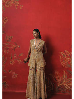 Twenty Nine - Sleeveless Gold Peplum Jacket