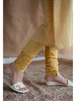 The Indian Ethnic Co. - Yellow Saeda Slub Cotton Churidar