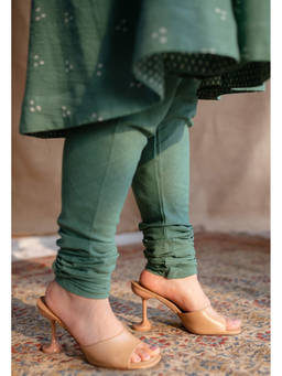 The Indian Ethnic Co. - Aqua Tanjila Slub Cotton Churidar