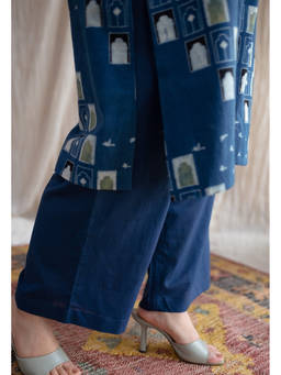 The Indian Ethnic Co. - Asmita Indigo Slub Cotton Palazzo