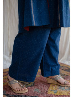 The Indian Ethnic Co. - Boond Ajrakh Dotted Indigo Cotton Pant