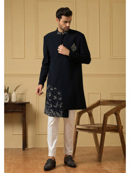 HILO DESIGN - Cielo Blue Cotton Bandhgala