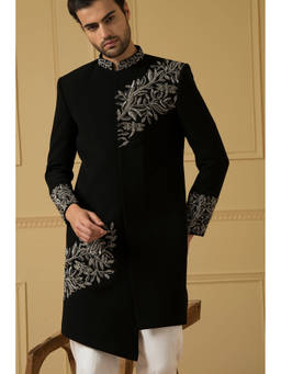HILO DESIGN - Dulce Black Cotton Bandhgala