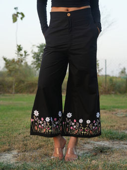 Rasra Mai - Hina Black Hand-Embroidered Pants