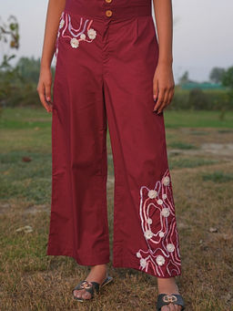 Rasra Mai - Aashi Magenta Hand-Embroidered Pants