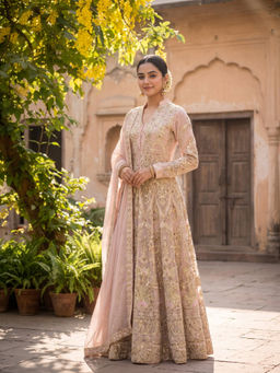 SHIAN - Roohab Royal Rose Pink Anarkali with Dupatta