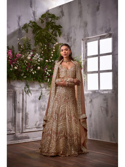 SHIAN - Beige Gota Anarkali with Dupatta