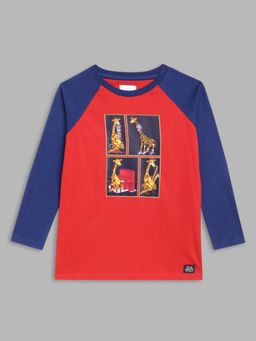 Blue Giraffe - Boys Red Solid T-shirt