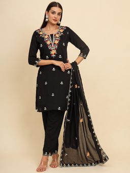 VAIRAGEE - Silk Blend Embroidered Work Kurta with Dupatta (Set of 3)