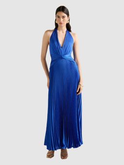 Forever New - Natasha Pleated Satin Halter Maxi Dress