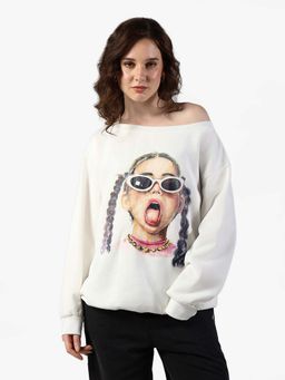 SHOWOFFFF - Edition Womens Graphic White Oversized Top