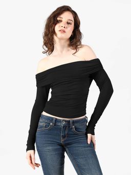 SHOWOFFFF - Edition Womens Black Off-Shoulder Top