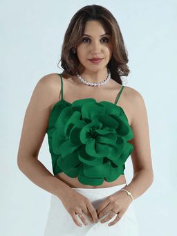 SHOWOFFFF - Edition Womens Green 3D Flower Crop Top