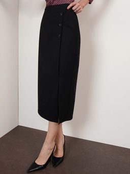 FableStreet - Cotton Straight Slit Pocket Midi Skirt
