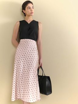 FableStreet - Satin Flared Side Slit Midi Skirt