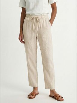 IZF - Women Straight Fit Linen Beige Trouser