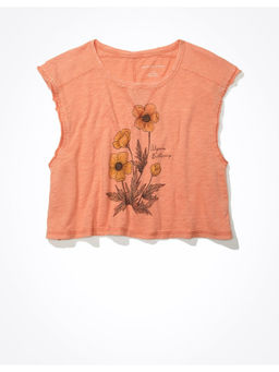 American Eagle - Women Peach Printed Muscle Top