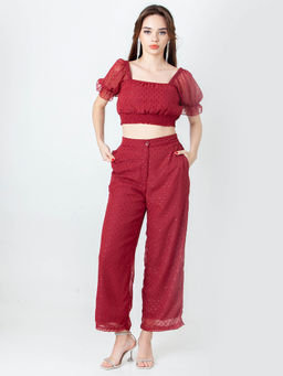 Zink London - Red Self Design Co-Ord (Set of 2)