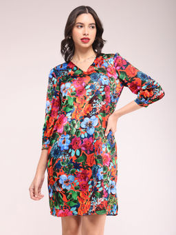 FableStreet - Floral Print Shift Dress - Multi colour